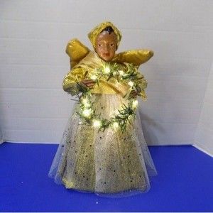 Christmas Black African Angel Tree Topper LED Lights Kwanzaa Angel